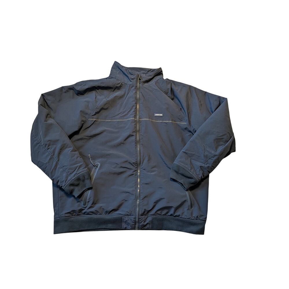 Lands' End Men's Squall Fleece Lined Full Zip Bomber Jacket Navy 2XLT